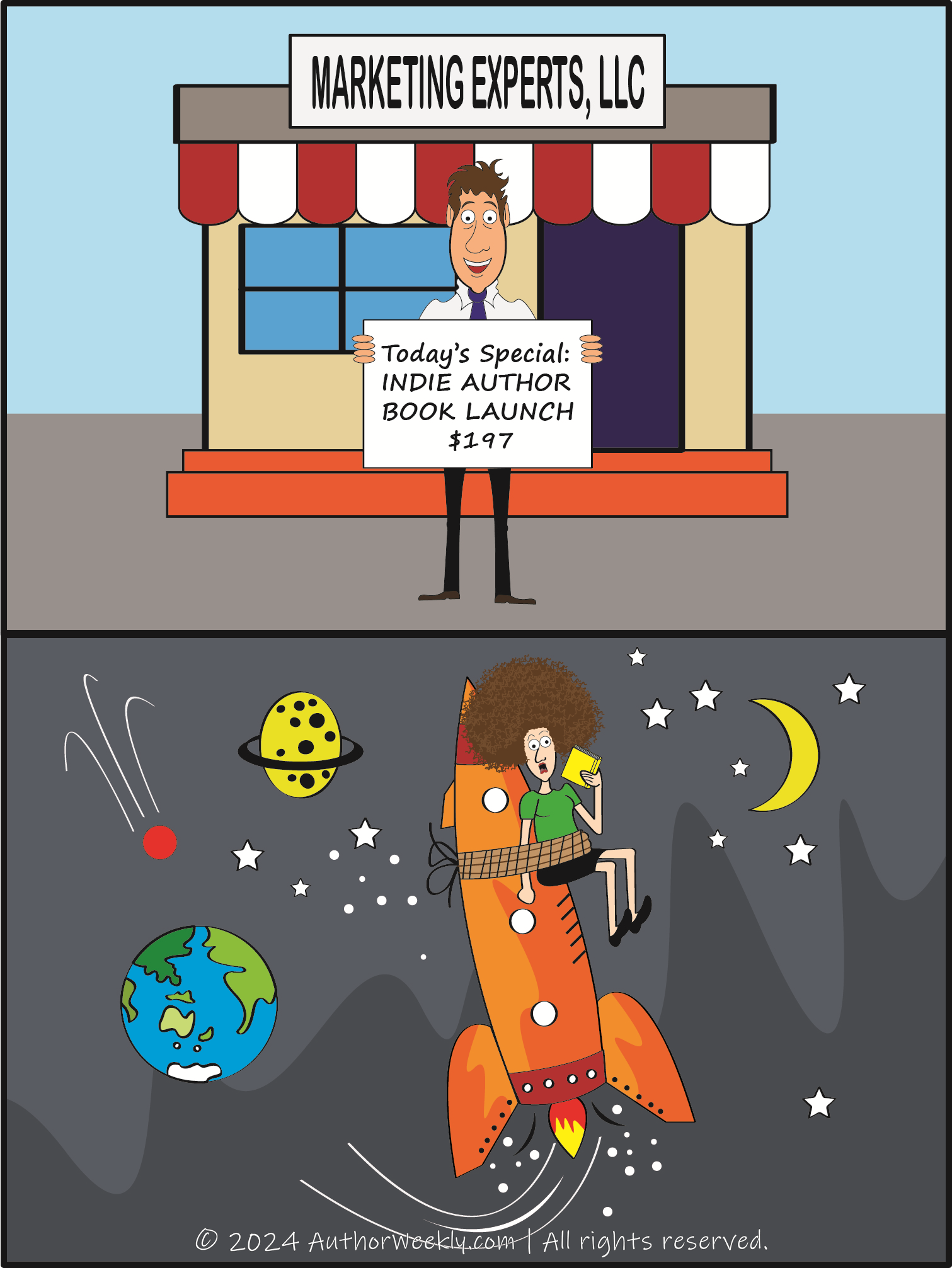 Book Launch Cartoon